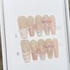 10pcs Long Square Stick on Nails Handmade Pink Glossy Fake Nails for Women Girls Manicure DIY