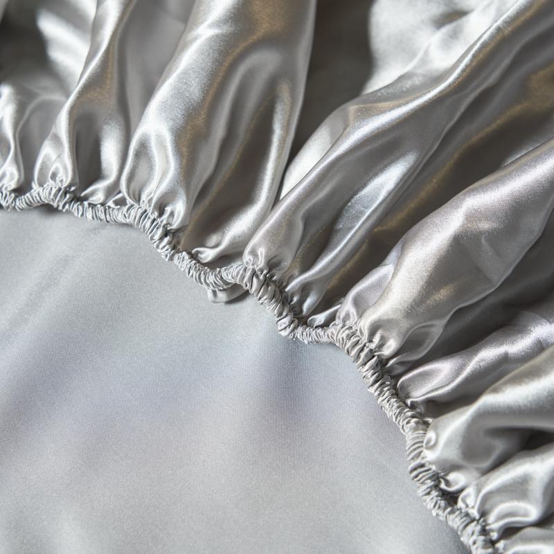 UPzo 3pc Satin Luxury Solid Color Bed Fitted Sheet and Pillowcase Upscale Adjustable Mattress Covers 4 Corners With Elastic Band