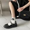 Fashion Comemore Shoes for Women Vintage Round Toe Black Mary Jane Shoe Sweet Girls Low Heel Platform Lolita Loafers Black Women's Pumps
