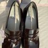 Preppy Gilrs Lolita JK Sewing Shoes,Female Students School Embroidered Cherry Block Kitten Heels Loafers