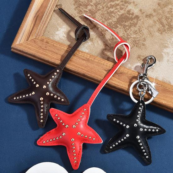 Keychain Pendant Hand-Stitched Rivets Imitation Leather Star Shape Lightweight Bag Charm Keys Suitcases Accessory
