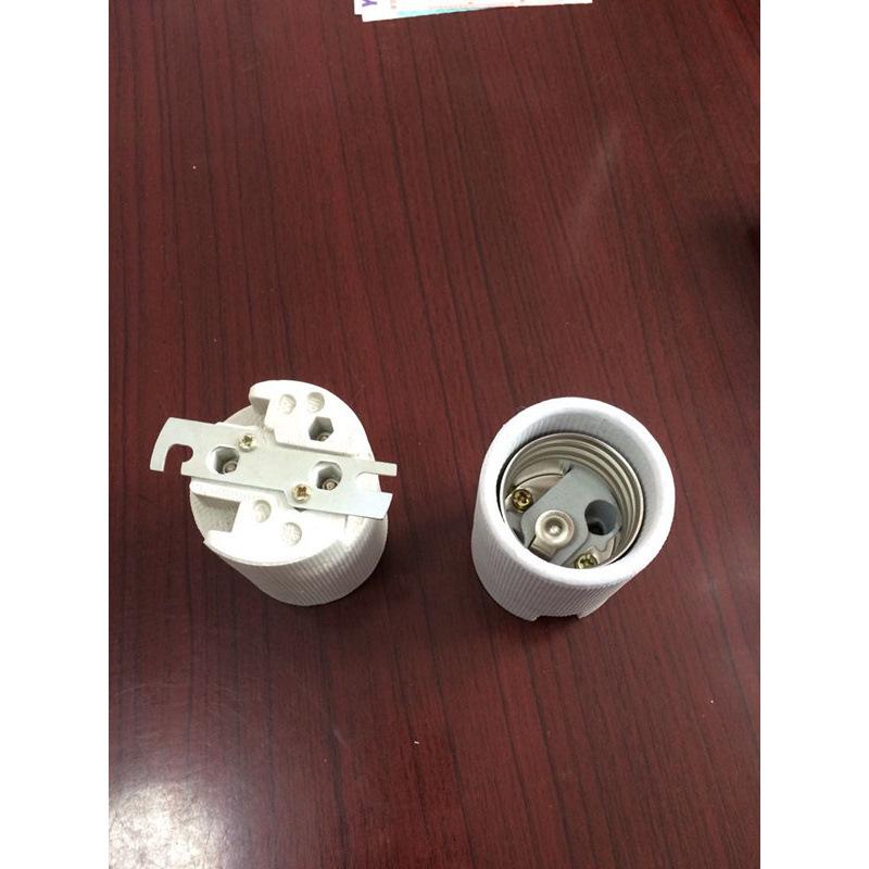 High-Temperature Ceramic E27 Screw Lamp Holder with 7-Shaped Foot and Wire, for Ceiling Lamp Modifications