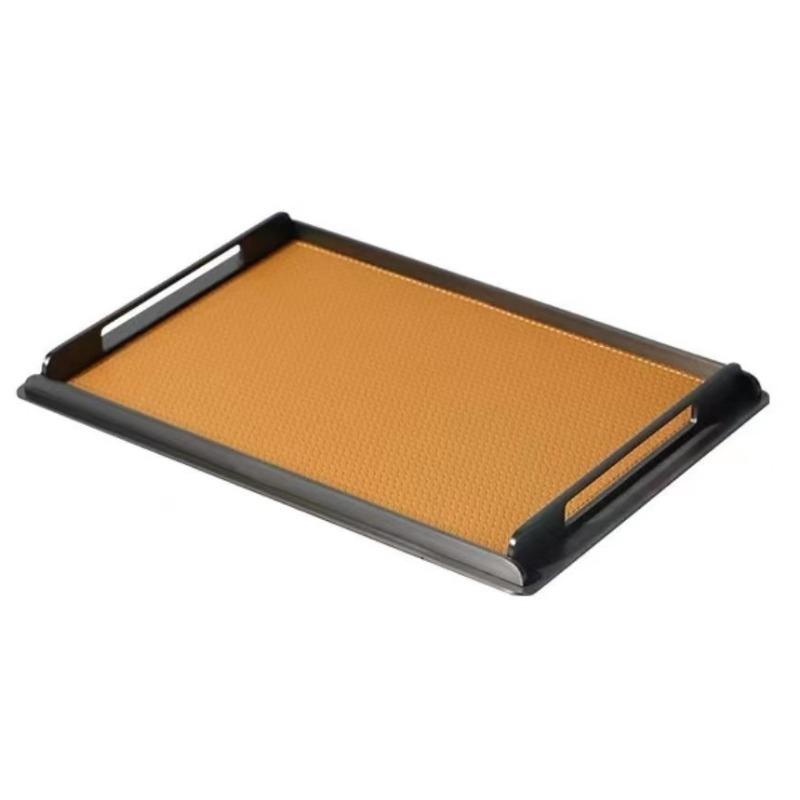 

Metal Horsehair Storage Tray Decorative Rectangular Organizer Trays Stainless Steel Creative Tray Modern Luxury Table Trays оранжевый