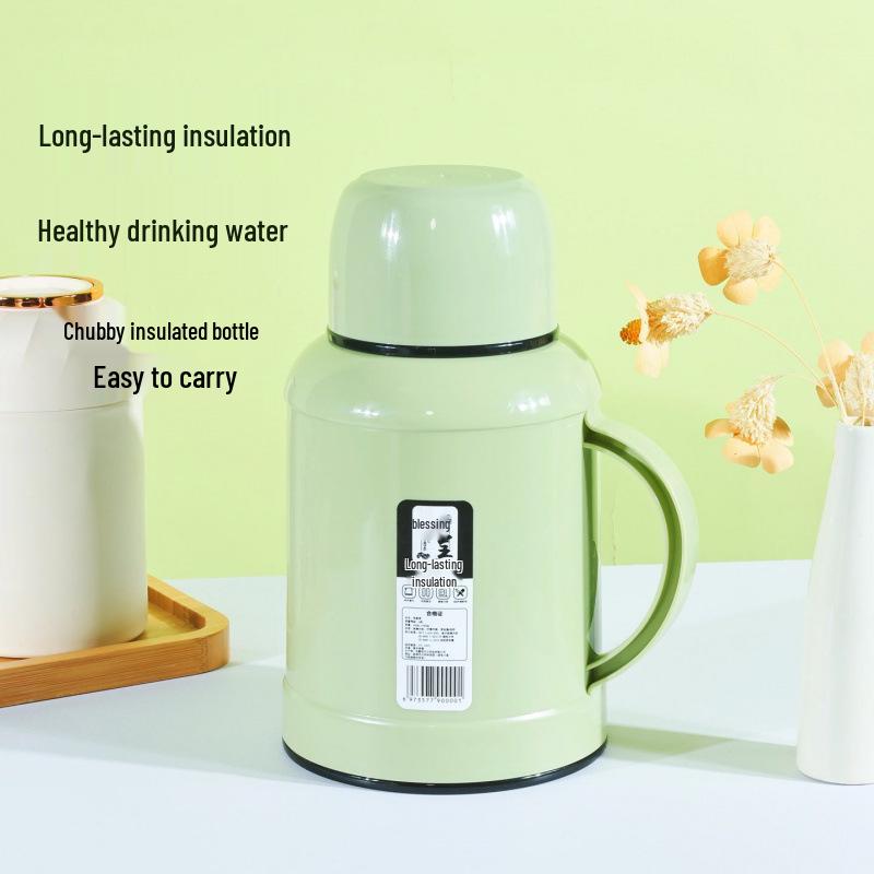 Fucheng Large Capacity Portable Thermos - Insulated & Cold-Preserving, White/Orange/Green Glass