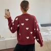 Autumn/Winter 2026 Retro Heart Jacquard Sweater for Women - European & American Style