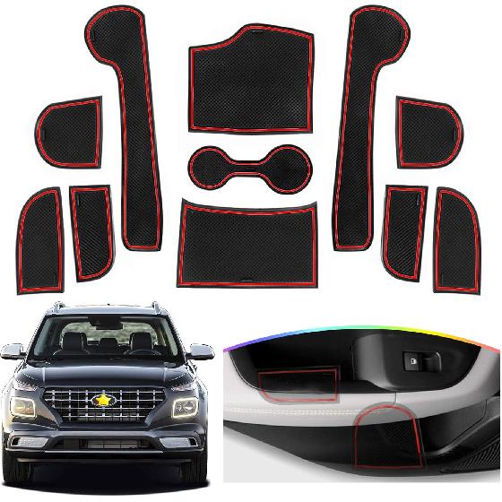 

SKTU for 2020 2021 2022 2023 2024 2025 2026 Hyundai Venue Door Slot Mat Non-Slip Interior Door Groove Gate Pad Fit 2024 2025 2026 Venue Accessories for 2020-2026 Venue Red