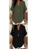 Women's Summer Loose Solid V-Neck Casual Shirt