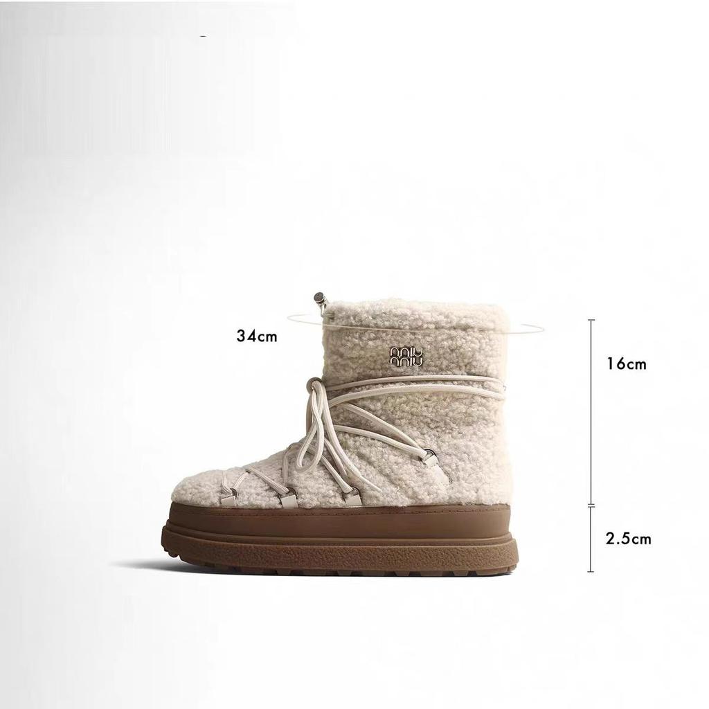 Snow Boots Women's 2025 Winter New Thick-soled Versatile Piled Thickened Fluffy Shoes Cotton Shoes Northeast Cotton Boots Women