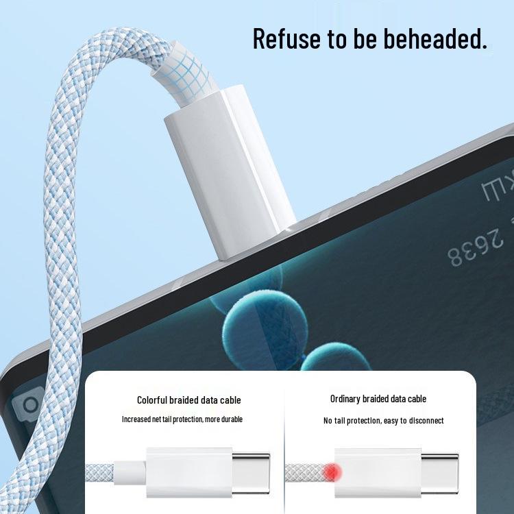 Andmai 100W Multi-Head Fast Charging Cable, Compatible with Apple, Three-in-One Design for Car Use.