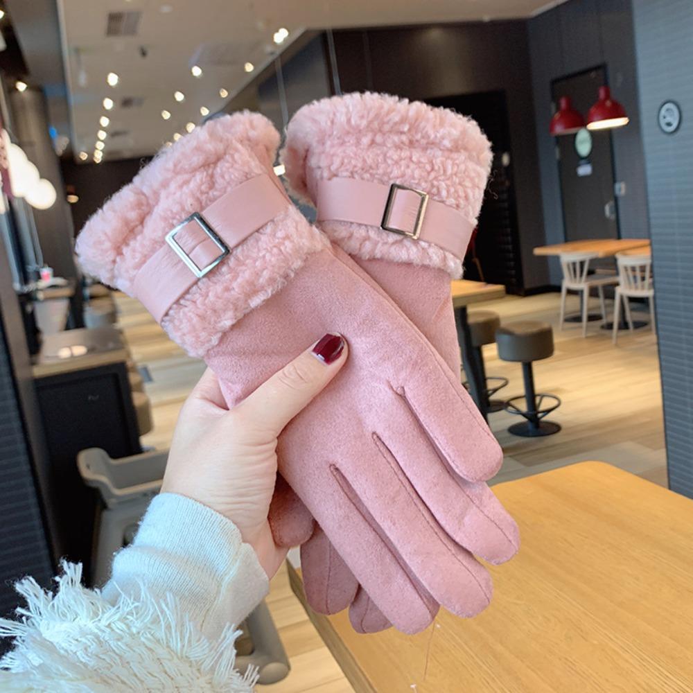 Full Finger Women's Winter Gloves Windproof Cycling Mittens Elegant Women Fleece Gloves  Mom