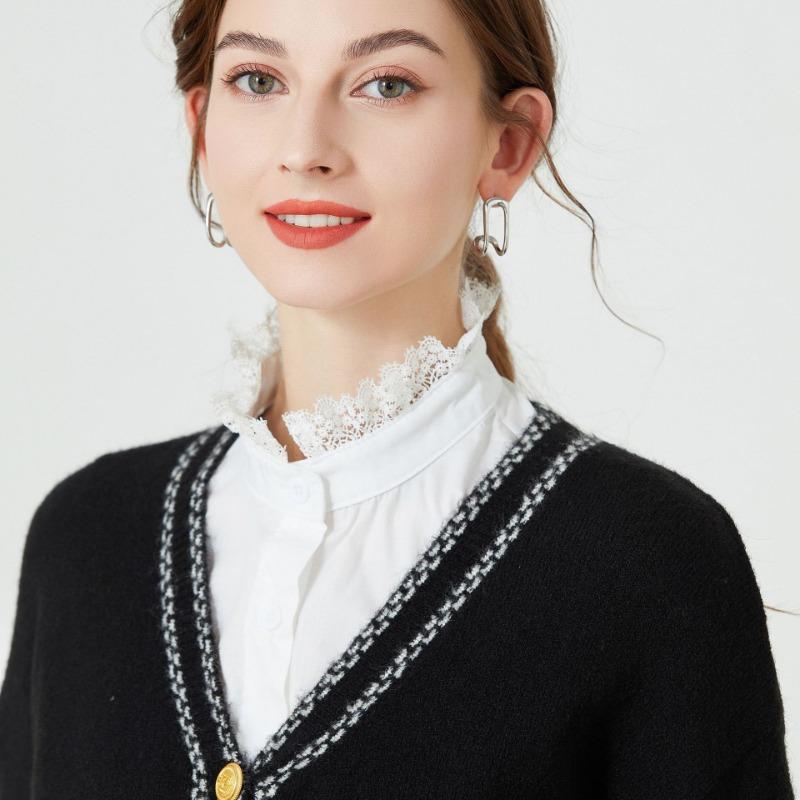 Lace Floral Stand Shirt Detachable Collar for Womens Fake Collar False Blouse Neckwear Vintage Lace Lapel Neck  Accessories