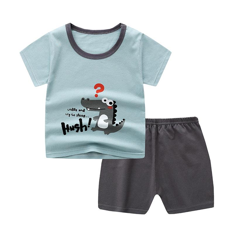 Summer Baby Boys Outfits Short Sleeve Cartoon Printing Casual Tops Printed Short Pants 2pcs Sport Suits