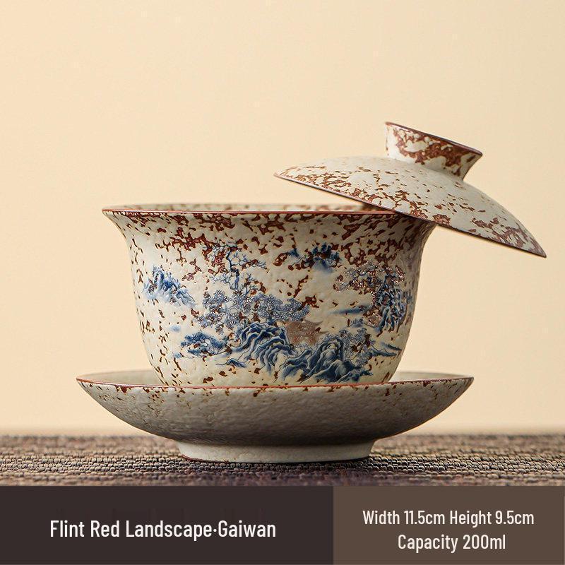 Qiwei Ceramic Ru Ware Sancai Gaiwan