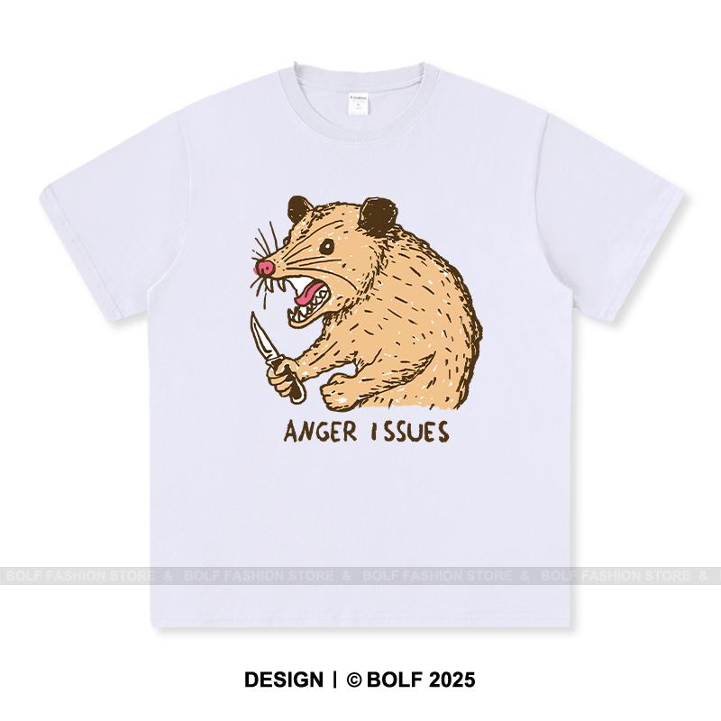Women's Anger Issues Printed T-Shirt 100% Cotton Oversized Edgy Graphic Tees for Men Summer Tops Punk Streetwear