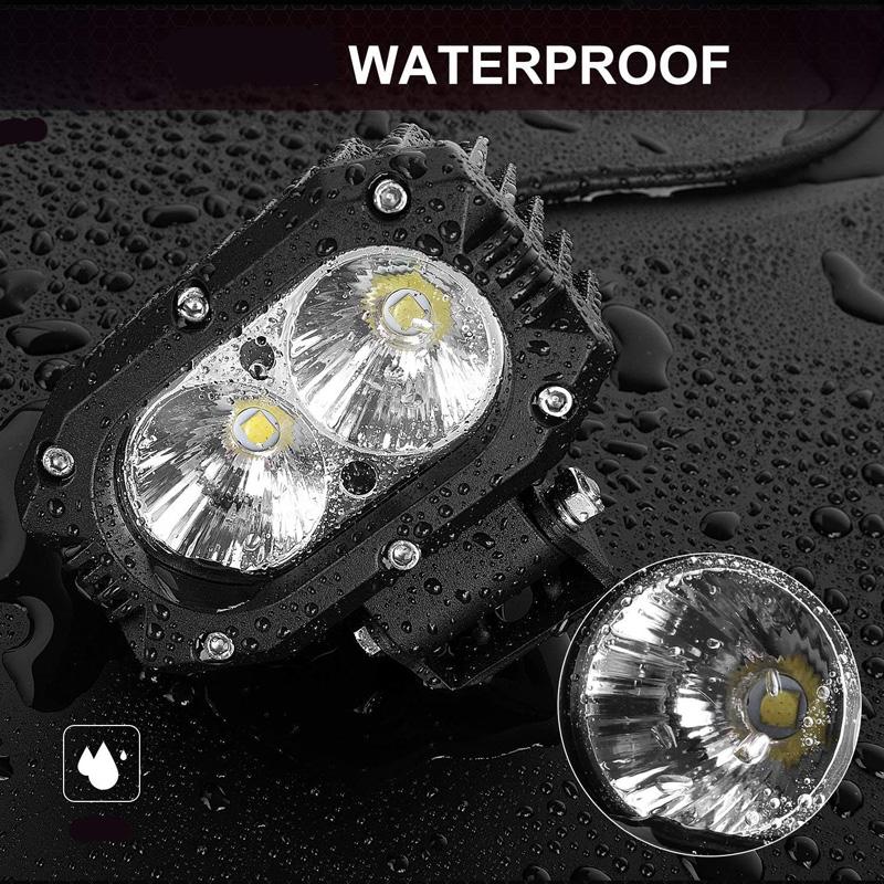 1/2pcs Universal Motorcycle LED Fog Lights Yellow White Spotlight 10W Floodlights 6000lm Auxiliary Fog Lamp