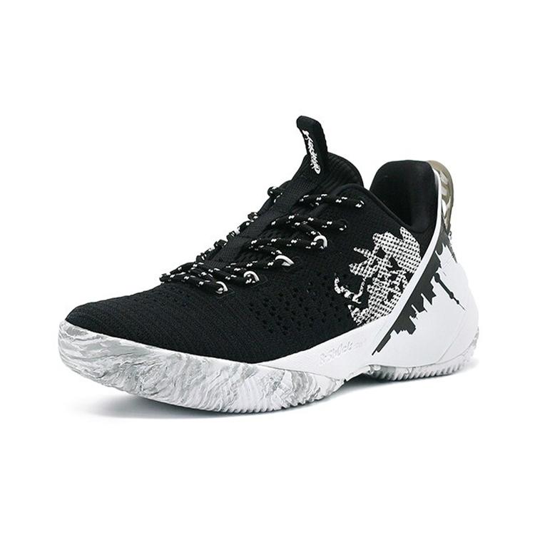 Anta Abrasion Resistant Low top Performance Basketball Shoes Men's Black White 11931608S-2