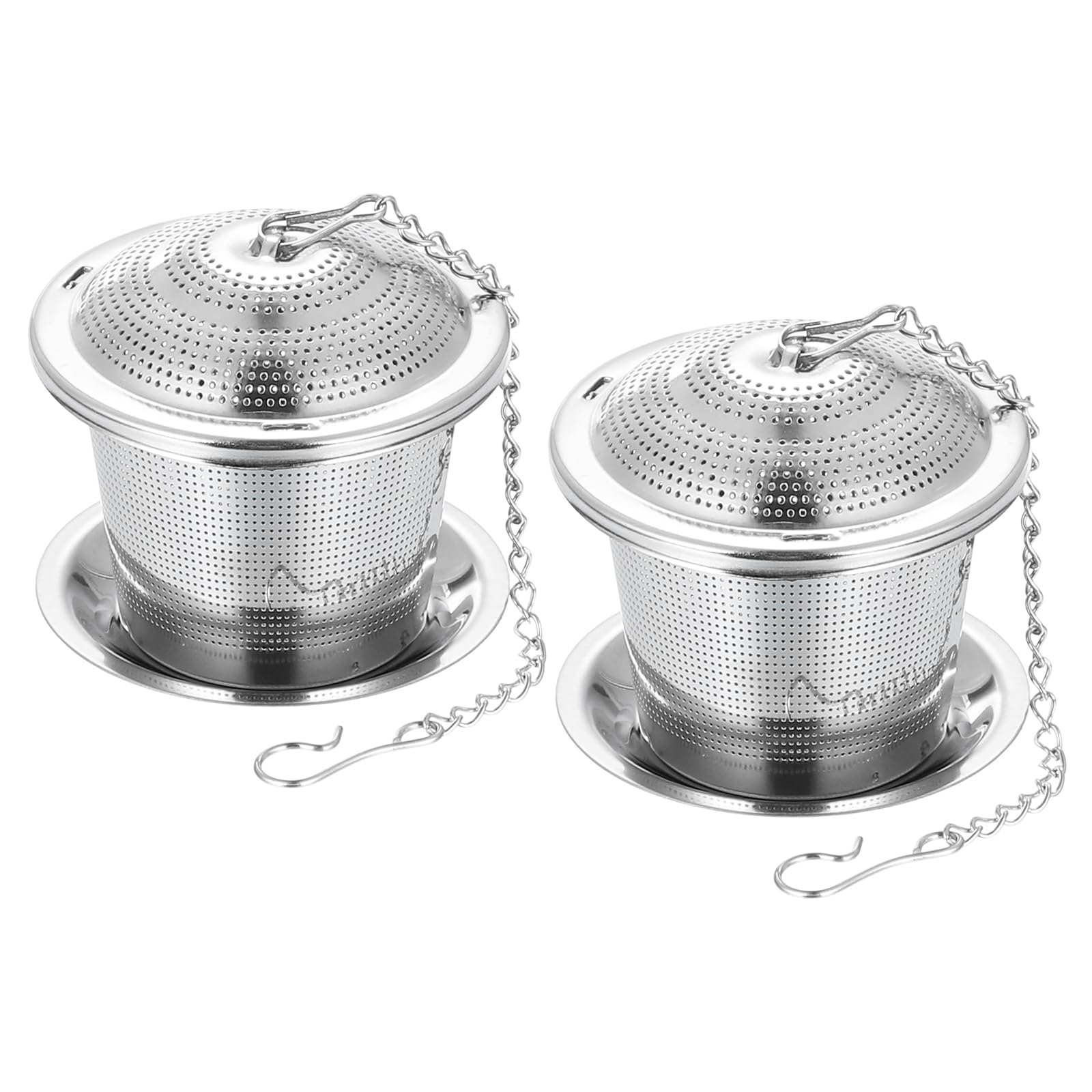 

uxcell 2-Piece Tea Infuser Filter with Lid, Drip Tray, Chain, Fine Mesh, Loose Tea Steeper, Stainless Steel Tea Strainer for Loose Leaf Tea, Small