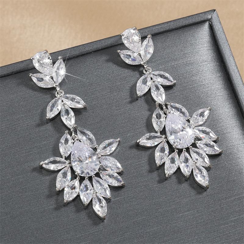 ZAKOL Luxury AAA Cubic Zirconia Chandelier Drop Dangle Earrings for Women Charm Water Drops Crystal Wedding Party Zircon