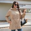 YISHENGSHUI New Spring and Autumn Women's Jacket Simple Medium-length Fashion Unique Splicing Hooded Design Women's Spring Jacket 23639