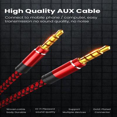 Wire Nylon Braid Headphone Extension Cord Audio Adapter Cord 3.5mm Audio Cable Car AUX Cable