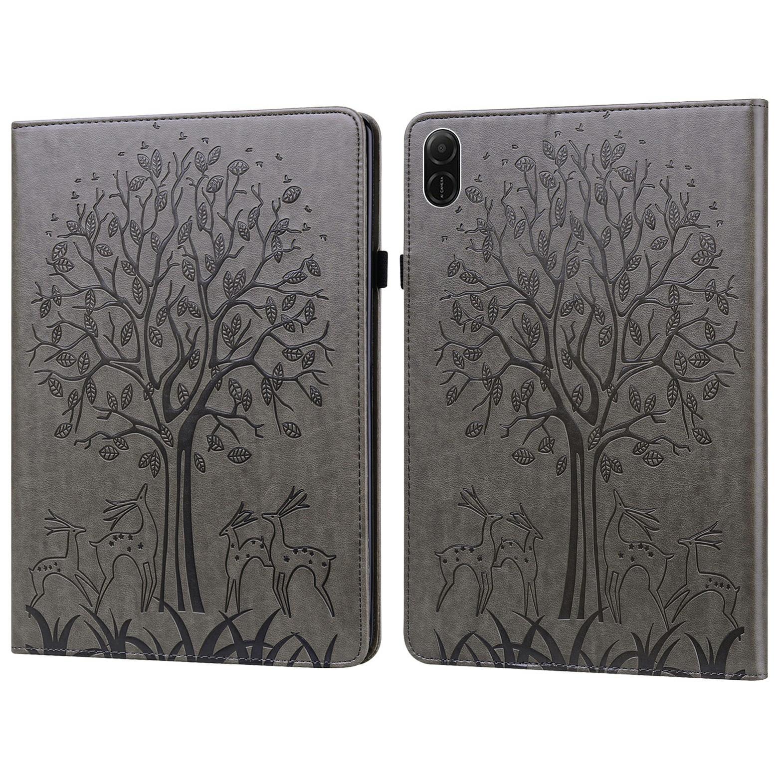 

Чехол для Honor Pad X8a, подставка из ПУ кожи, с рисунком дерева и оленя, обложка для планшета Grey