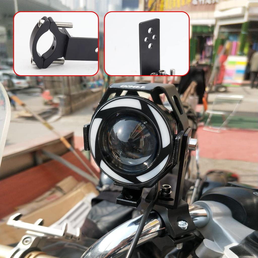 Biqing 2PCS Motorcycle Tube Clamp Mounting Bracket, Motorcycle Headlight Fog Light Spotlight Mounting Clamp