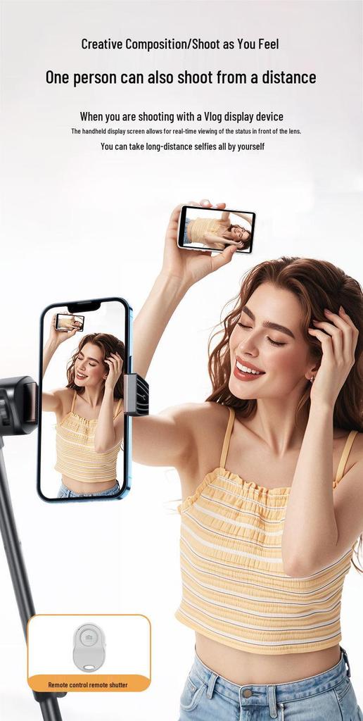 Tragbares Bluetooth-Selfie-Display mit magnetischer Halterung und Fernbedienung für Reisen