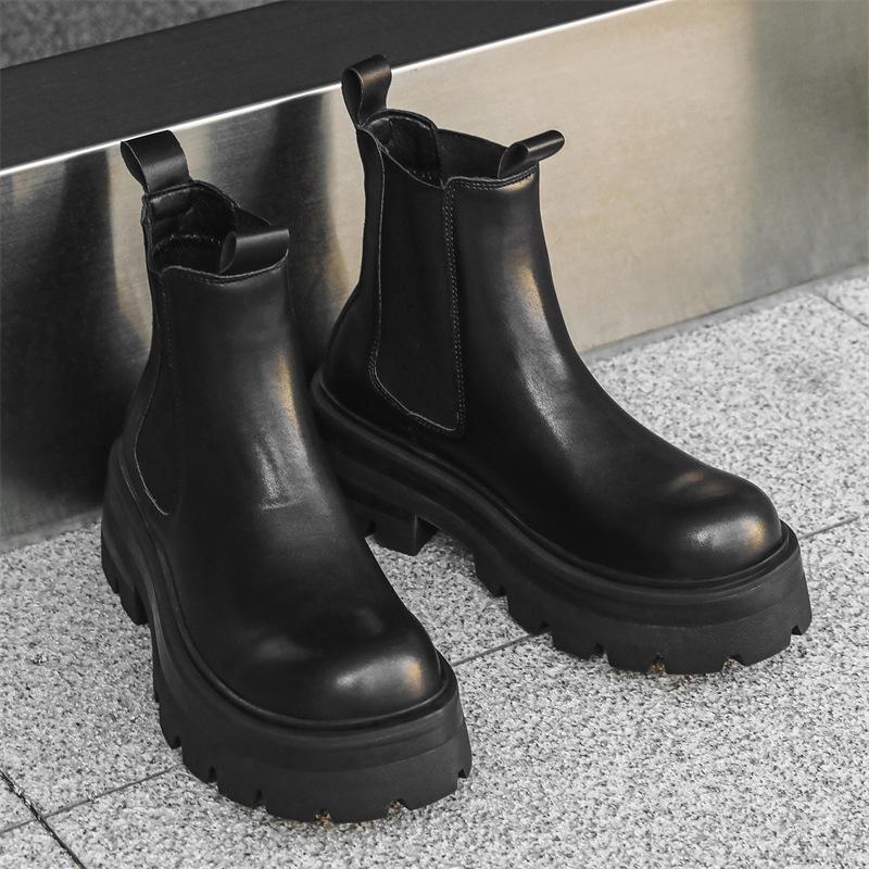 Mote herre casual chelsea boots svart trendy originale skinnsko punk scene kjole cowboy plattformstøvel kjekk ankel botas hombre
