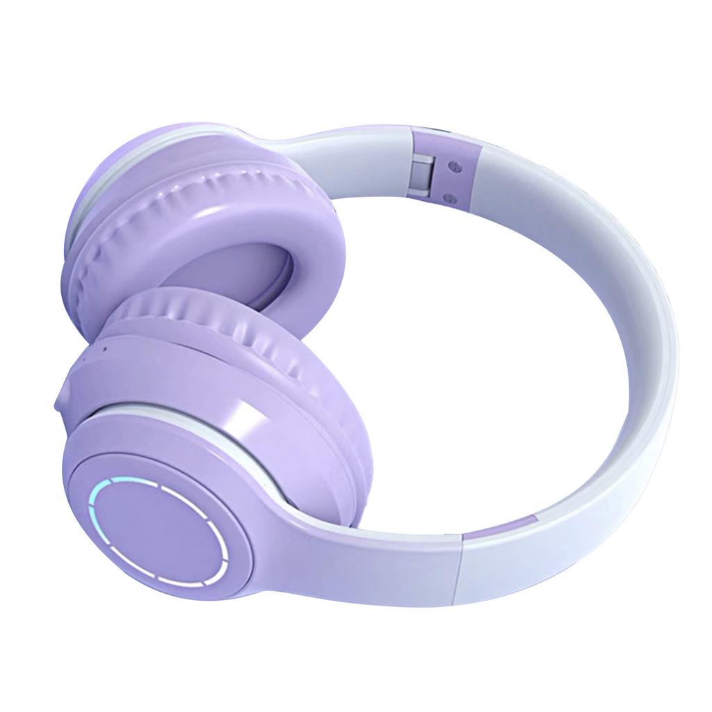 Bluetooth Headphone Heavy Bass Noise Cancelling Foldable Gradient Color Wireless Headset with Light