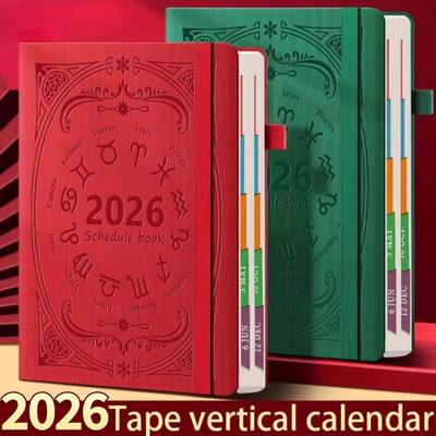 2026 A5 Texturiertes PU Tragbares Terminkalenderbuch Englischer Kalender Notizblöcke Kreativer Tagesplaner Erinnerung Desktop-Datumskalender