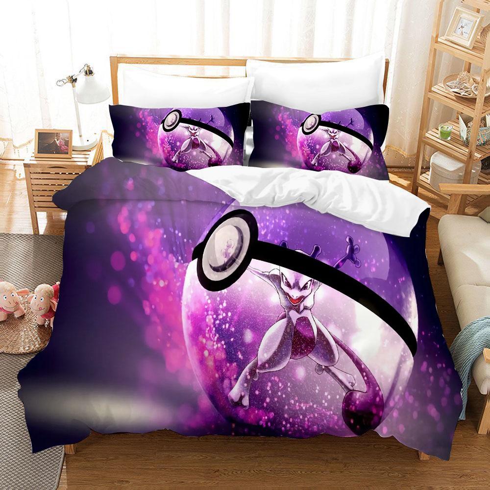 3D Anime Pokemonzd Bedding Set Cartoon Children Bedroom Quilt Cover Boy Girl Bedclothes Single Double King Pikachus Duvet Cover
