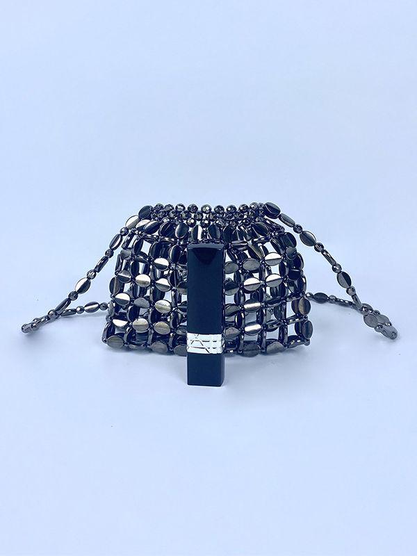 Retro Hand-Woven Sequin Beaded Shoulder Bag - Versatile Acrylic Phone Bag