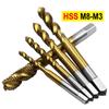 5pc Titanium Coated HSS Spiral Flute Screw Threading Taps Drill Tools For Machine Metals M3 M4 M5 M6 M8 Metric Hand Tool