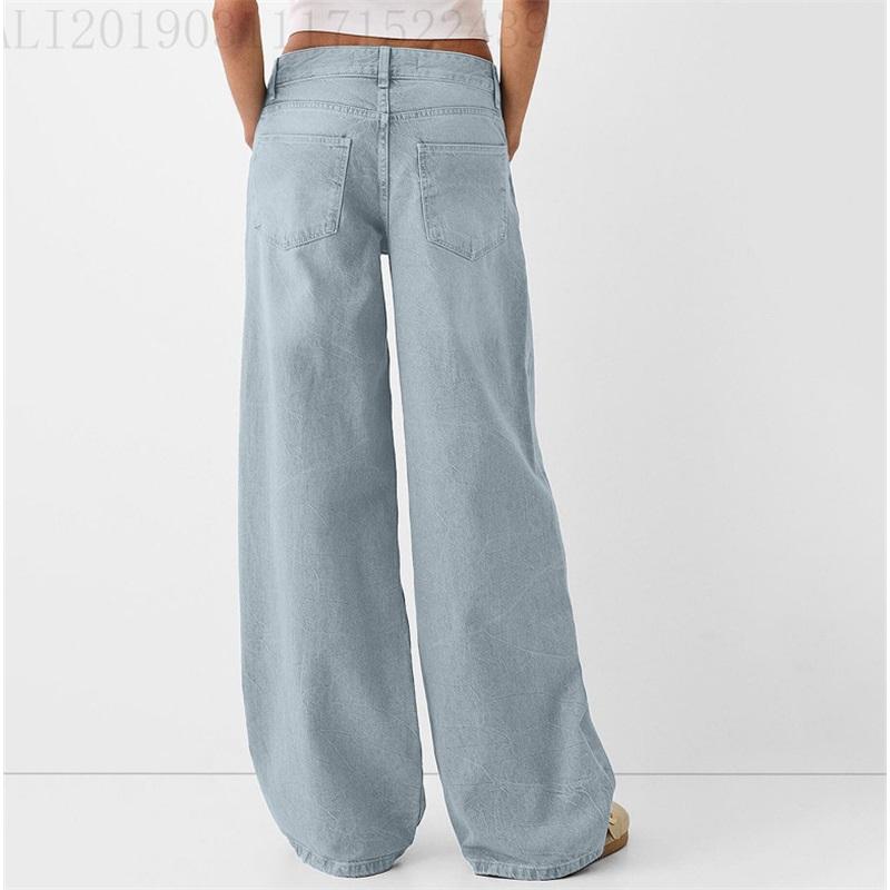 Women's Jeans Solid Color Casual and Versatile Loose Wide-leg Jeans Clothes Sale