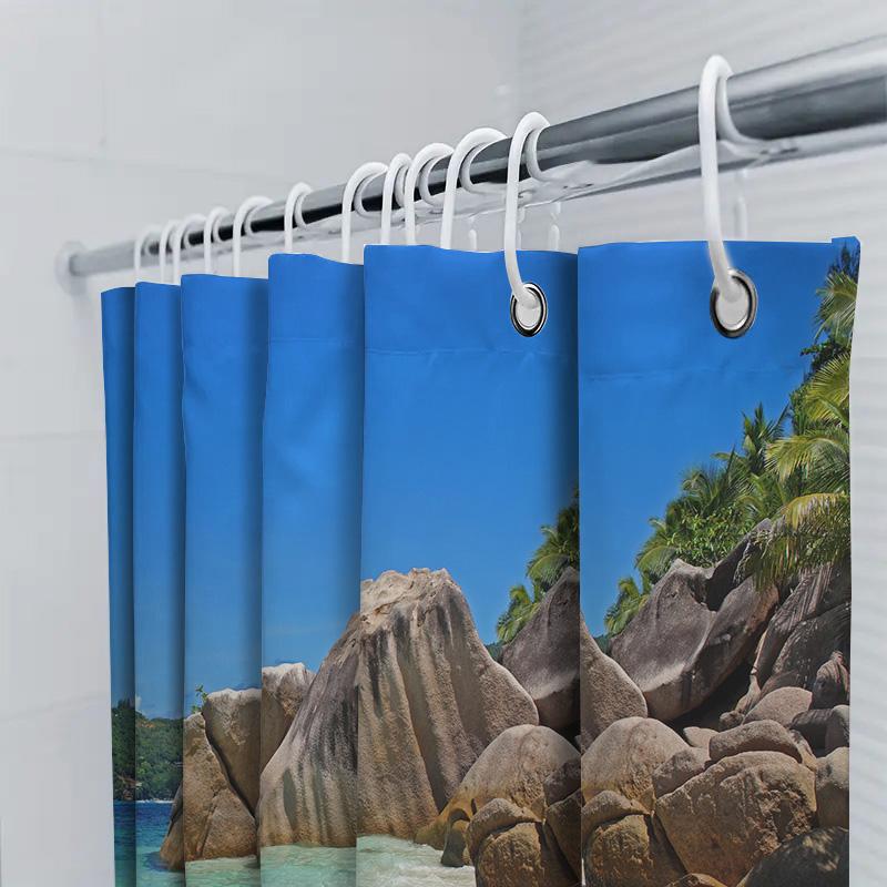 Black Paw Print Shower Curtain 3D Animal Pattern Decorative Bath Room Hanging Liner Waterproof Polyester Fabric