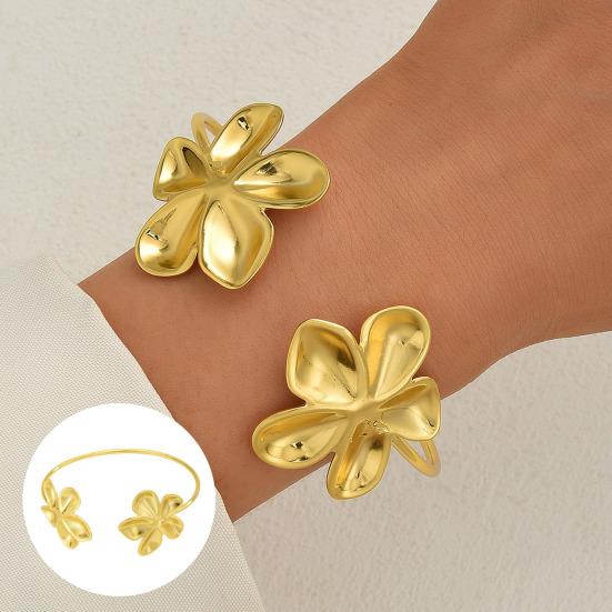 Women Flower Cuff Bracelet Adjustable Bracelet Bangle Elegant Floral Bracelet Anniversary Birthday Jewelry Gift for Her Wife