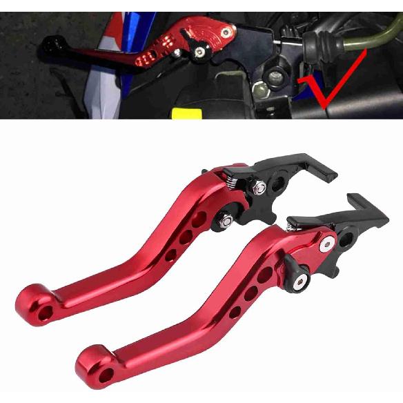 Acouto Dual Brake Lever 1 Pair CNC Aluminum Double Disc Brake Levers for Motorcycle Scooter Modification Below Red
