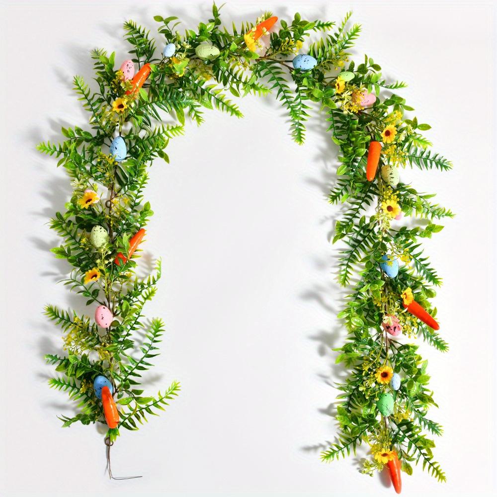 

1pc Spring Easter Flower Vine Water Grass Resurrection Easter Egg Carrot, Indoor Wall Hanging Festival Decoration Artificial
