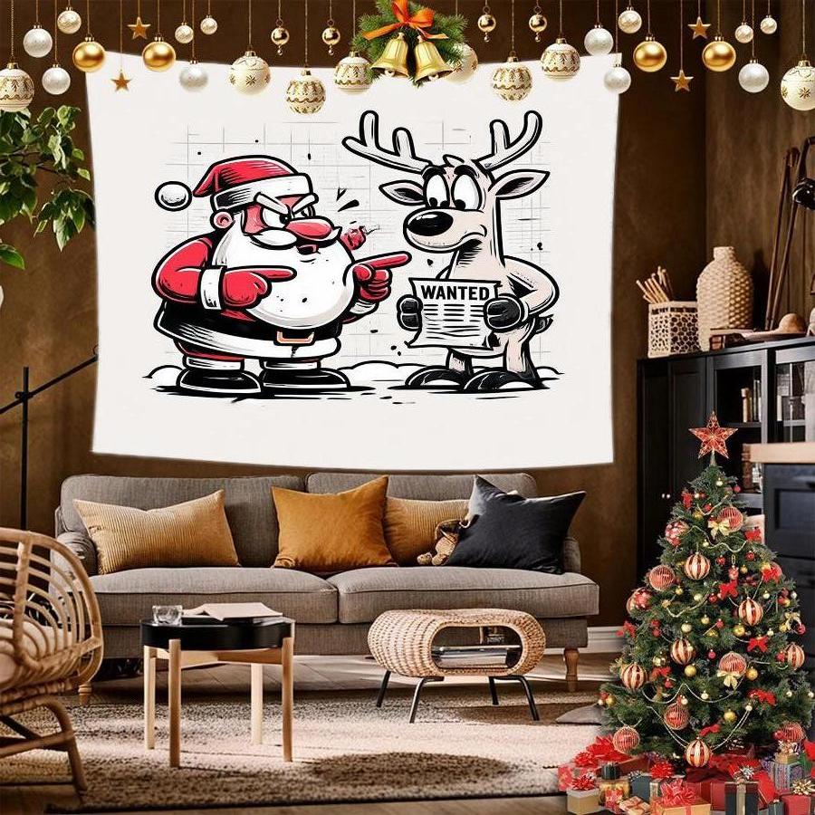 Christmas Cartoon Tapestry Background Cloth Hanging Cloth Bedroom Bedside Decorative Wall Cloth Rental Dormitory Tapestry