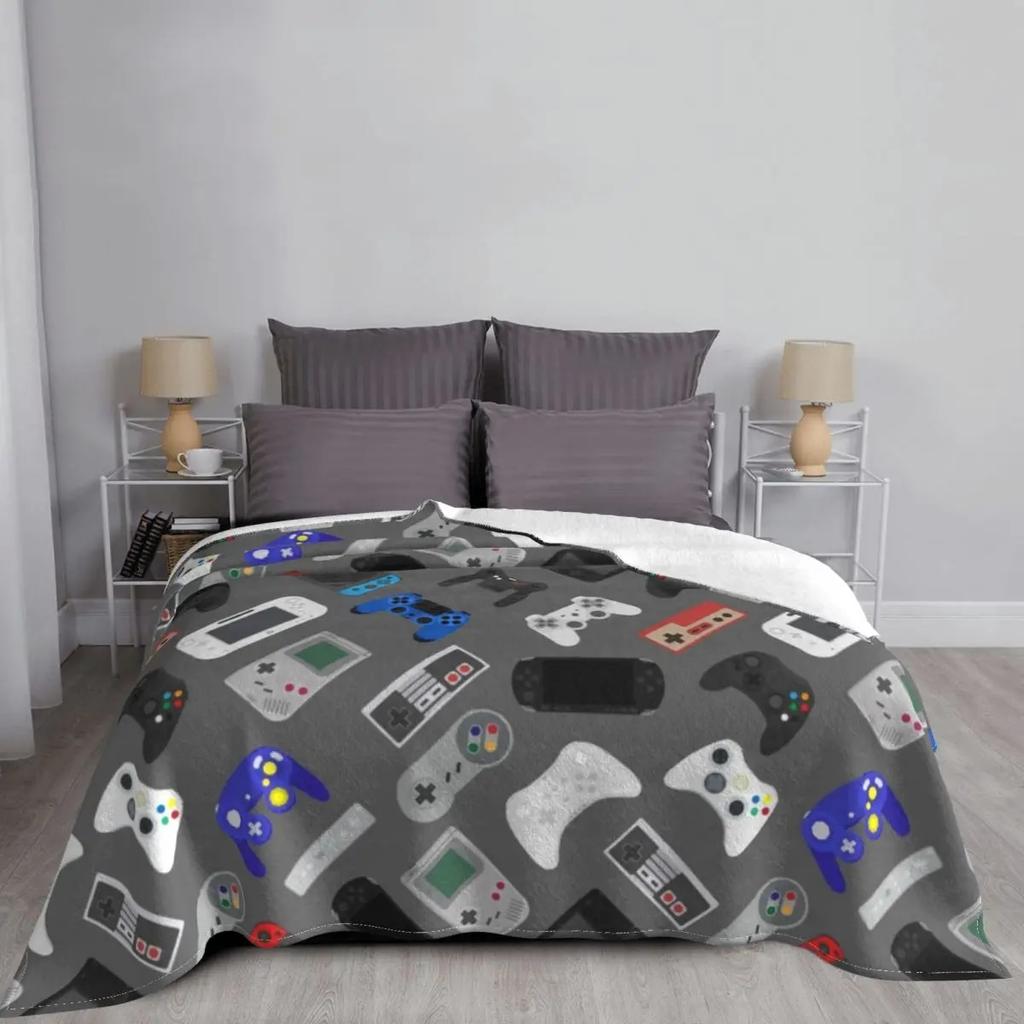 Video Game Controller Blanket Coral Fleece Plush Textile Decor Gameboy Multifunction Soft Throw Blankets Sofa Travel Bedspread