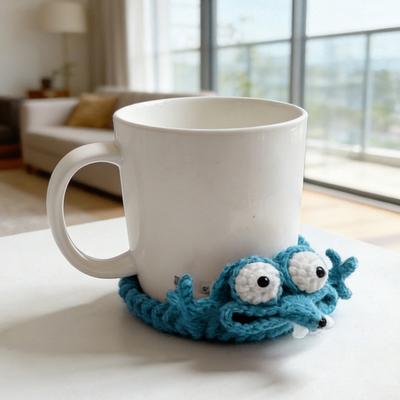 Hand-Crocheted Fun Squirrel Coasters Cute Knitted Cotton Drink Mats Heat-Resistant & Absorbent Insulated Coffee Cup Mats Charming Desk Decor Novelty