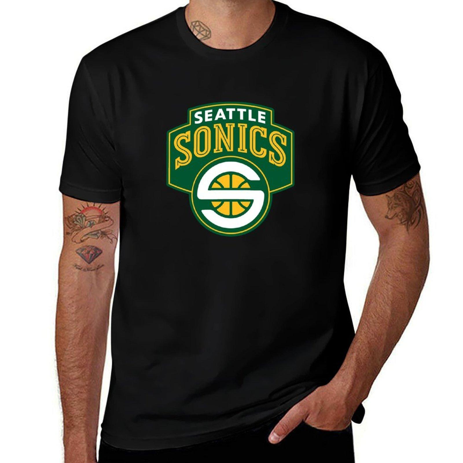 SEATTLE SUPERSONICS Футболка мужская футболка хлопок высокое качество футболка индивидуальная печать Футболка M