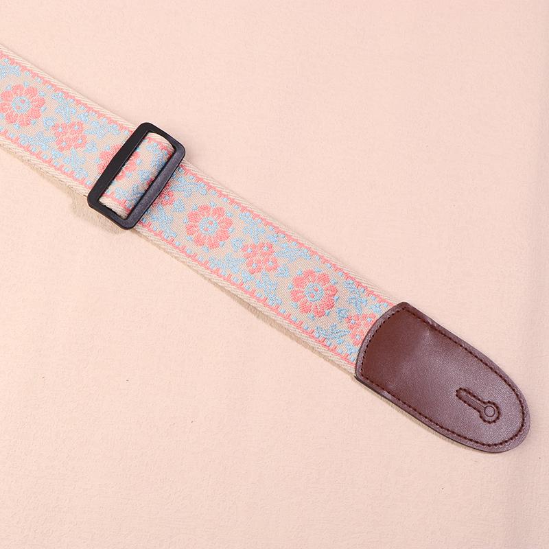 Gitarrengurt Bass Baumwolle Leder Stickerei Gurte Verstellbarer Halsgurt E-Gitarre Akustikgitarre Bass Zubehör