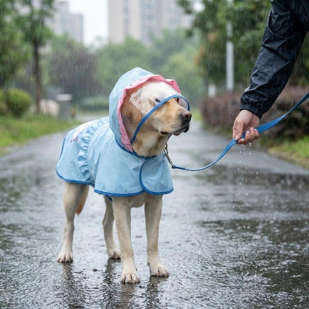 Windproof Waterproof Dog Coat With D-ring Pet Poncho All Weather Dog Rain Cloak Rainy Day