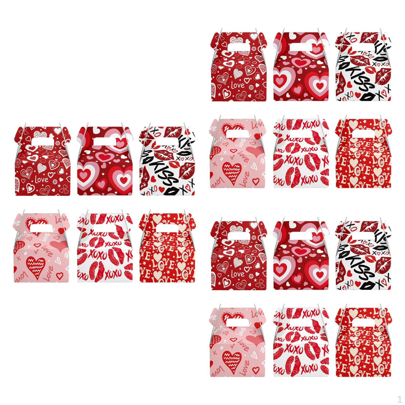 

Коробки для сладостей на День святого Валентина Контейнеры Украшения Портативный с ручкой Подарочный держатель для конфет 18pcs