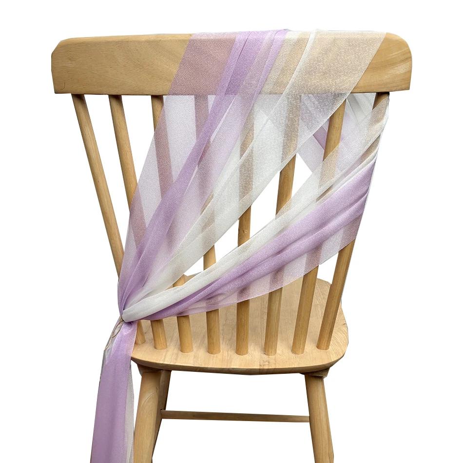 50PCS 17x250cm Chiffon Wedding Chair Sashes Setting  Sage Green Gauze Sheer Vintage Birthday Party Festival Chair Decoration