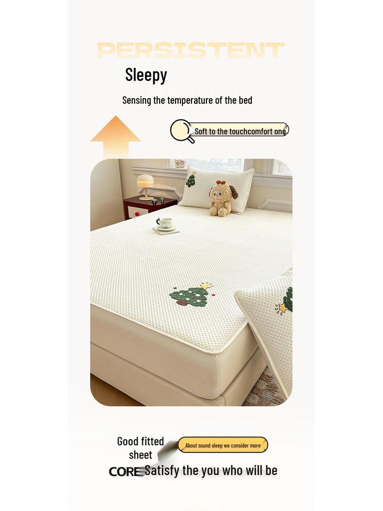 Spring & Summer Chenille Embroidery Quilted Fitted Sheet Mattress Protector