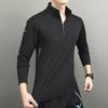 Men's Sports Shirts Stand Collar Half Zip Sweatshirt Solid Color Slim Fit Long