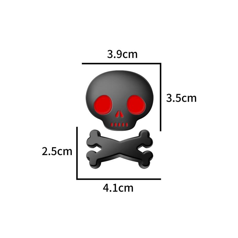1Pcs Cute Metal Zinc Alloy Skull Skeleton Emblem Sticker Truck Label Badge Decal Motorcycle Automobiles Car Styling Accessories