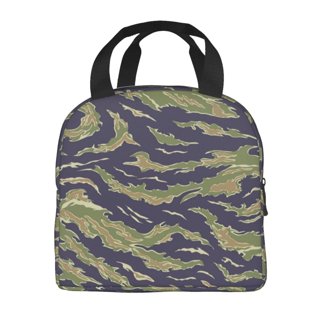 Tigerstreifen Camouflage Print Isolierte Brotdose Auslaufsicherer Thermokühler Lunchtasche für Männer Frauen Kinder Arbeitsweg Picknick